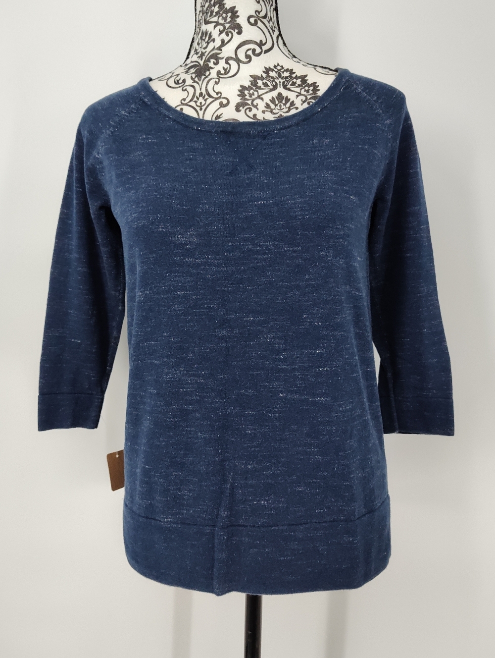 Banana Republic Navy Blue Three-Quarter Sleeve Knit Top Women's X Small